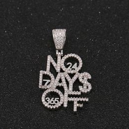 Iced out hiphop jewelry micro paved NO DAYS OFF Letters pendants necklaces for men women cool fashion gifts216B