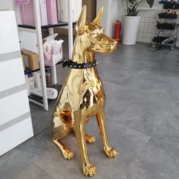 Home Decor Doberman Dog Statue and Sculpture Nordic Decoration Resin Living Room Large Ornament Animal Figurines 231227