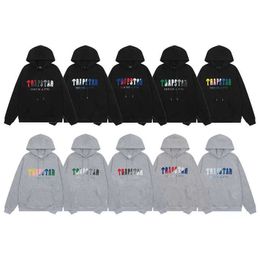 Trapstar Rainbow Gradient Letter Cartoon Tiger Head Embroidery Hoodie Tie Leggings Sports Casual Set