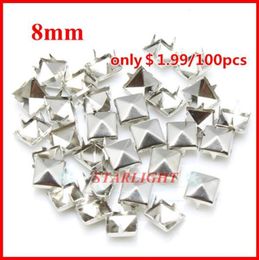 Sewing Notions or Tools studs and spikes 8mm Pyramid Stud silver Punk Rock DIY Rivet Spike 1000pcslot8812358