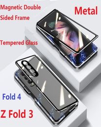 Metal Privacy Cases For Samsung Galaxy Z Fold 4 2 Fold 3 Case Glass Film Screen Protector Magnetic Double Sided Anti Peeping Cover9391214