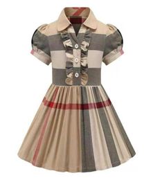 Girls Dress Kids Lapel Baby College Short Sleeve Pleated Shirt Skirt Casual Designer Clothing Kids Clothes Baby Dress1382256