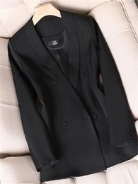Women's Suits Blazers For Women Korean Fashion Double Breasted Casual Elegant Jacket Office Ladies Coats Turn Down Collar Outerwear