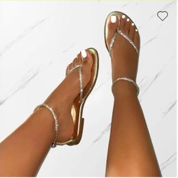 Women's Sandals Summer Leather Sexy Light Gladiator Sandals Women's Fashion Flat Shoes Rhinestone Gold Sandalias Mujer 231227