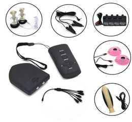 Wireless Remote Control Electro Shock Set Electric Stimulation Nipple Clamps Sucker Pads Anal Plug Themed Adult Sex Toys X07288112967