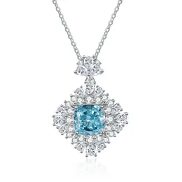 Chains Sterling Silver Zircon Ocean Blue Necklace Noble And Elegant Ladies Party Gift