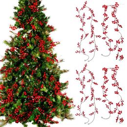 Decorative Flowers 190cm Artificial Red Berry String Vine Christmas Tree Decoration Ornament DIY Wreath Simulation Year Wedding