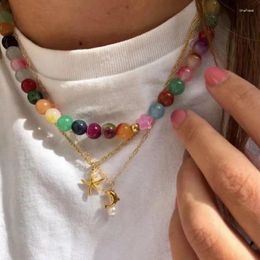 Pendant Necklaces Vintage Colourful Glass Beaded Choker Women Cute Starfish Dolphin Pearl Necklace Simple Crystal Clavicle Chains Jewellery