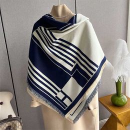 26% OFF Simple black white striped large square with double-sided cashmere scarf air-conditioned shawl and cloak to keep warm collar