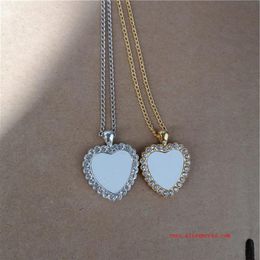 sublimation blank necklaces pendants with drill woman necklace pendant transfer printing consumable materials 15pcs lot 0927204t