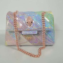 Evening Bags KURT GEIGER UK London Luxury Designer Shoulder Bag Fashion Trend Noble Metal Strap Shiny Handbag delicacy