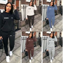 Ess essentialshoodie Plus Sizes Women Tracksuits Autumn Winter Lady Letter Printed Designer Sports Suit Fall Clothes S-5XL Long Sleeved Pullover Tops Outfits