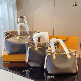 2023 Tote Bag Leather Never Shopping Full purse Handbags Designer Women Men Luxury Classic Flower Checked Shoulder Outdoor Mm Gm Shopping Bags sand bags