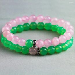 Strand Green Onyx With Pink Beaded Stone Bracelet For Him And Her Couple Bracelets Love CZ Gift Jewellery Drop