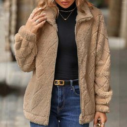 Women's Jackets Autumn Winter Cardigan Long Sleeve Cashmere Quilted Zipper Outdoor Coat Women Vintage Loose Diamond Plush