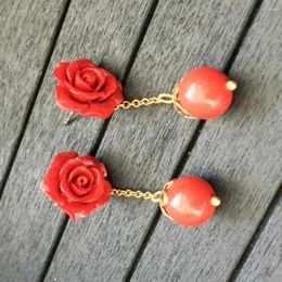 Dangle Earrings 2023 Coral Flower Cinnabar Pendant Jewellery Halloween Classic FOOL'S DAY Thanksgiving Ear Stud Wedding Lucky Gift