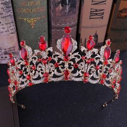 KMVEXO Red Black Crystal Wedding Tiara Bridal Crown for Bride Gold Crowns Headband Jewelry Hair Accessories 210616245C