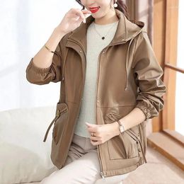 Women's Trench Coats Windbreaker Coat Hooded Large Size Jackets 2024 Spring Autumn Mother's High Quality Western-Style Outwear Ladies Tops