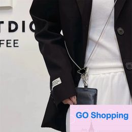 Luxury Cards Clamp Work Permit Lanyard Hanging Neck Applicable Card Holder Unisex Leather Case Quality