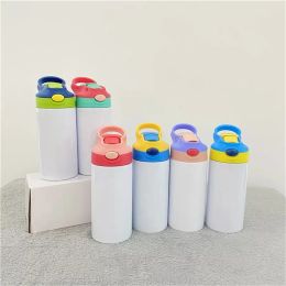 12oz New Sublimation STRAIGHT Sippy Cups Kids Tumblers Water Bottle Stainless Steel Double Wall Insulated Vacuum Drinking Milk Mugs ZZ