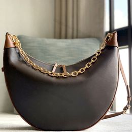 Mirror Quality Tote Bag Marel Pillow Armpit Bag Hobo Half Moon Loop Brown Canvas Calfskin Chain Letter Flower 46311 Clutch Composite 38cm L421