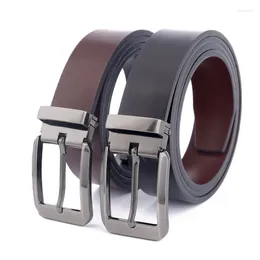 Belts 3.3cm Wide Men's Genuine Leather Reversible Belt Rotated Buckle Two In One Big And Tall Business Casual Fashionable