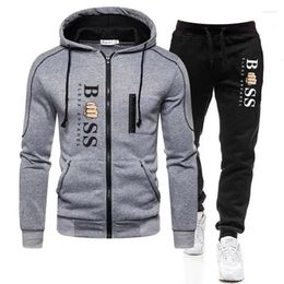 Men's Tracksuits 2024 Brand Spring And Autumn Fashion Zip Hooded Sweater Casual Sportswear Suit Clothes Pants Set