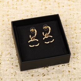 2024 Luxury quality charm stud earring simple design shape in 18k gold plated have stamp box PS3702A