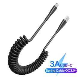 Retractable micro Type-C other Cable QC3.0 3a Fast Data Charging Cable Spring Spiral Curly Coiled Cord Cable New trend