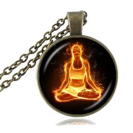 Chakra Necklace Buddha Pendant Yoga Meditation Necklace Reiki Healing Jewellery Spiritual Statement Necklace Om Symbol Bronze Chain 244w