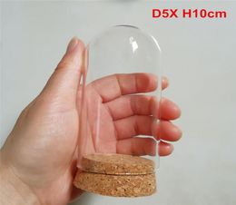 20 x Glass Dome Cover Cloche Bell Jar With Round Cork Base Table Garden Wedding DIY Display Case D5X H10cm3894449