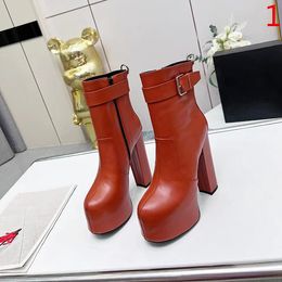 Fashion designer autumn/winter women's round toe boots. Luxury women's dresses and shoes. Heel 14.5cm. Sizes 35-41. With box