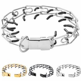 Dog Prong Collar, Suitable Large, Medium, Small Dogs Quick Release Chain Link Dog Safety Pinch Collar Training Collar Stainless Steel Choke Good Training Effect