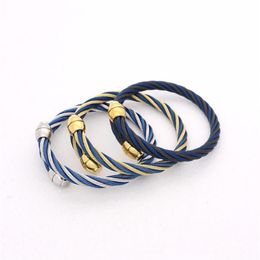JSBAO Men Women Fashion Jewelry Gold Black Blue colour Stainless Steel Wire Wild Cable Bangle For Women Gift234d