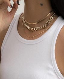 JShine Punk Layered Link Flat Round Chain Necklace Women Gold Silver Colour Choker Curb Chunky Men Jewellery Chokers2788257