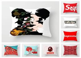 15 designs designer signage pillow case cushion cover letter brand SU red pattern 45X45CM throw pillowcase HT163645894344769874