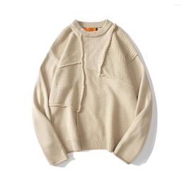 Men's Sweaters Y2k Vintage Irregular Patchwork Solid Baggy Knitted Fall Men And Women Round Neck Streetwear Pullover Ropa Hombre Tops