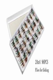 96PCS Flies for Fishing Mixed Fly Fishing bait Feather hook Bionic bait variety of Colours Fishing necessary High quality4193117