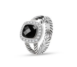 ed Wire Rings Prismatic Black Rings Women039s Fashion Silver Plated Micro Diamonds Trendy Versatile Styles8443523
