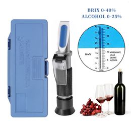 Handheld 0-40% Sugar Refractometer Brix 0~25% Alcohol Tester With Retail Box For Wort Beer Wine Grape Sugar with ATC 231229