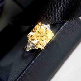 Luxurious quality S925 pure silver ring and Platinum filled with yellow Diamond for women wedding Jewellery PS5550320l