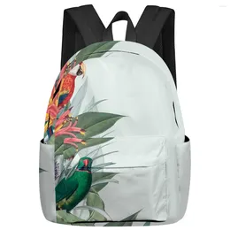 Backpack Parrot Bird Flower Leaves Women Man Backpacks Waterproof Travel School For Student Boys Girls Laptop Book Pack Mochilas