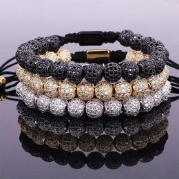 Luxury Men Jewelry Bracelet CZ Micro Pave Ball Beads Woven Custom For Women Gift Valentine's Day Holiday Christmas266i