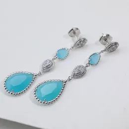 Stud Earrings 2023 Brand Pure 925 Sterling Silver Jewellery Water Drop Luxury Blue Wedding Top Quality Party