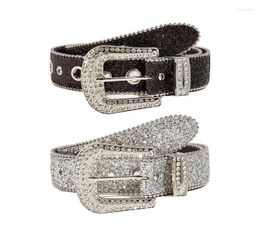 Belts Goth Rhinestone Women PU Leather Strap Western Cowboy Y2K Girls Fashion Belt For Jeans Men Dropship9975276