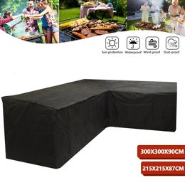 Black Outdoor Furniture Covers Waterproof Rain Snow Dust WindProof AntiUV Polyester Fibre Garden Lawn Patio 231228