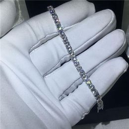 Fashion Round Cut Tennis bracelet 5A cubic zirconia White Gold Filled Engagement bracelets for women wedding accessaries248j