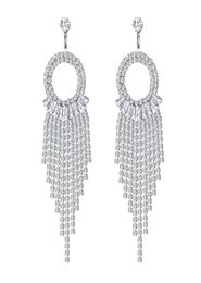 Charm Rhinestone Earrings Dangling Tassel Long Sparkly Sier Prom Party Wedding For Women amEBY5567510