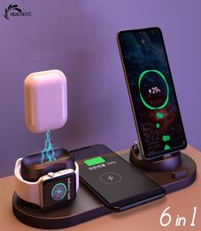 NEW 6 in 1 Wireless Charger For Apple Watch 6 5 4 3 iPhone 12 11 X XS XR 8 Airpods Pro Samsung Xiaomi 10W Qi Fast Charging Stand7858005