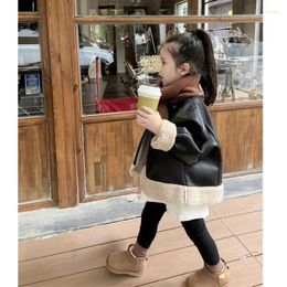 Down Coat Girls Boys Mid-length Winter Children Thick Warm Christmas PU Leather Elegance Plus Velvet Parkas Snow Jacket Outwear